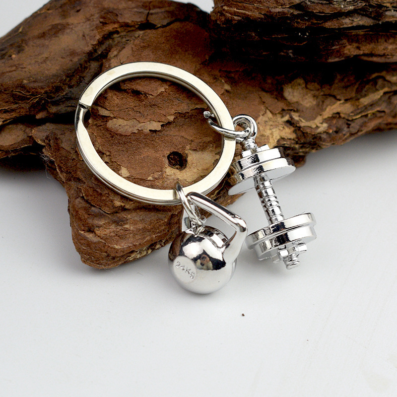 Cross-Border Gifts, Simulated Sports Equipment, Couple Pendants, Metal Weightlifting Equipment, Gym Decorations, Dumbbell Keychains