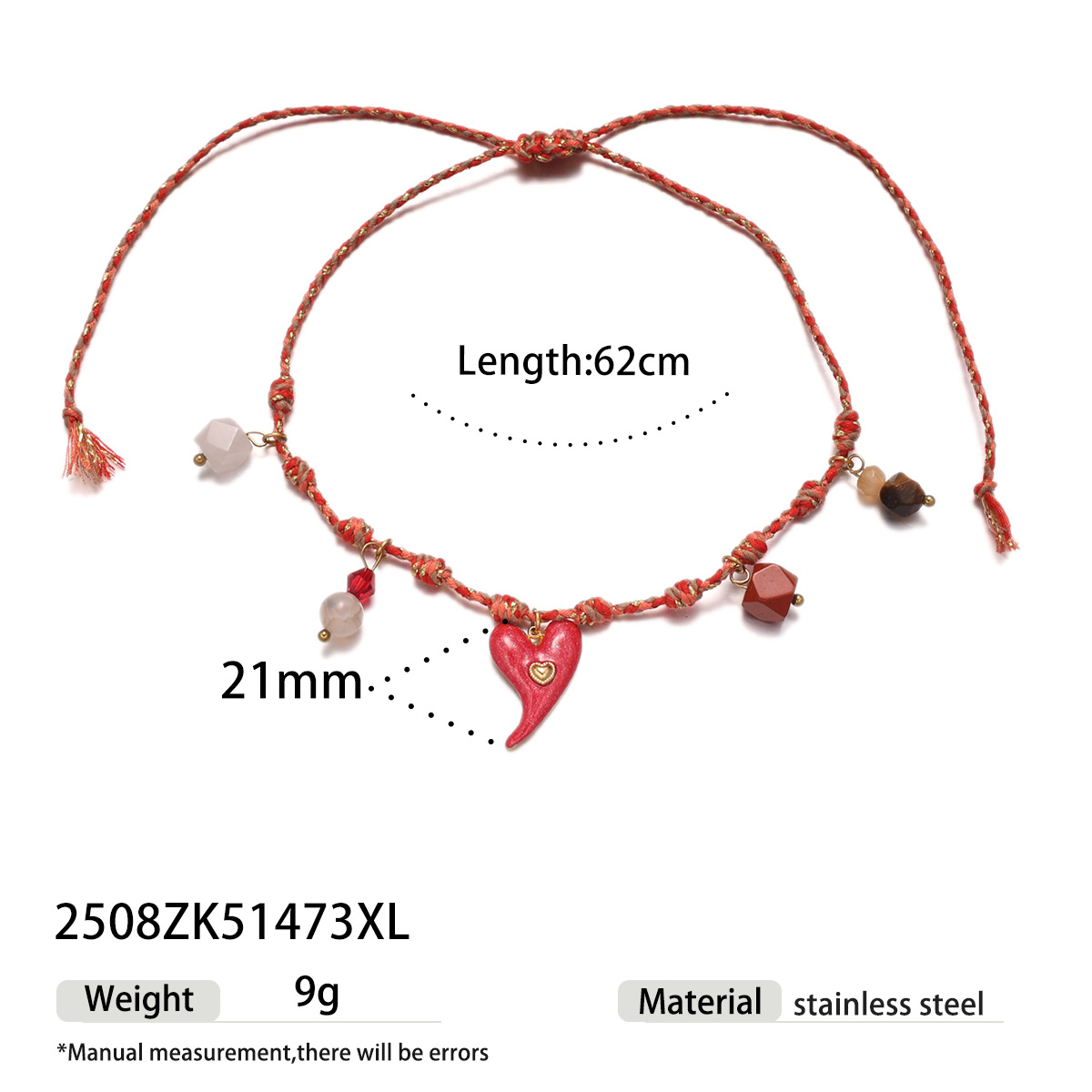Tiana Europa y América amor colgante de acero inoxidable ligero lujo nicho collar de cuerda trenzada roja acero titanio no decoloración joyería