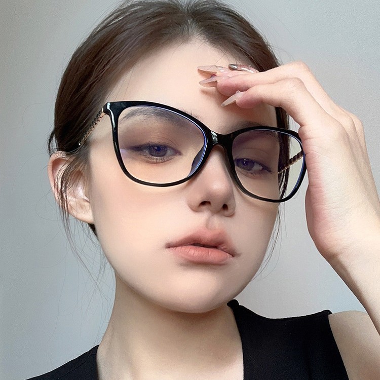 复古素颜黑框眼镜女近视可配度数方圆脸显瘦超轻眼睛架网红猫眼-|undefined