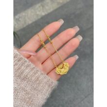 轻奢锦鲤锁包黄金色项链平安金锁宫廷风公主气质高级感简约百搭款