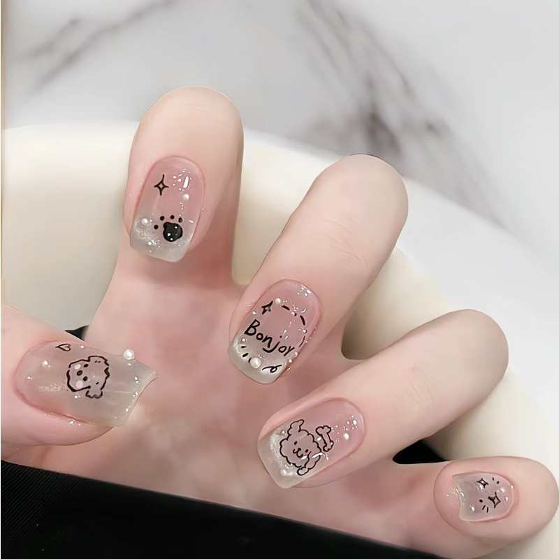 Handmade Nail Art Patch Cute Puppy Cat's Eye Fake Nail Finished Red Riding Book Explosions Student Wear Nail Pieces Short Handmade Nail Art Patch Cute Puppy Cat's Eye Fake Nail Finished Red Riding Book Explosions Student Wear Nail Pieces Short