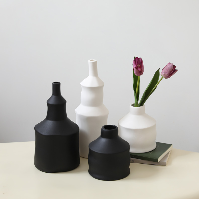 Inswind creativo blanco y negro vintage vasijas de cerámica decoración de la mesa de la sala de estar decoración de la mesa de comedor