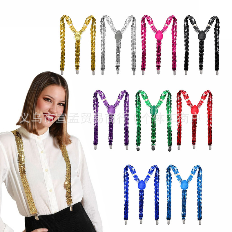 1970S European and American Disco Party Fashion Shoulder Straps and Suspenders, Costume Accessories, Sequin Suspenders, Hot-Selling Items