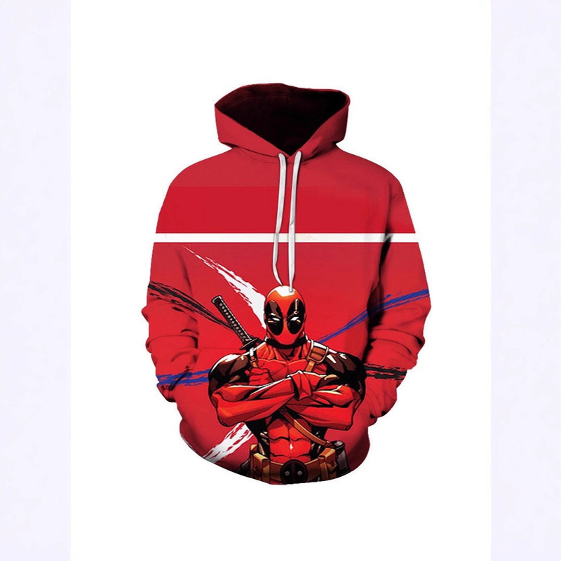 Cross-Border E-Commerce New Marvel Spider-Man Deadpool 3D Digital Printing Pullover Couple Men's and Women's Hooded Sweatshirts