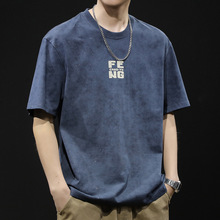 美式潮流短袖t恤男衣服夏季2025新款大码潮牌男装满天星体恤重磅