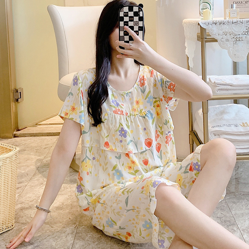 2026 New Anti-Bump Cotton Silk Pajamas for Women, Summer Ultra-Thin Short-Sleeve and Mid-Length Pants Cotton Silk Set, Plus-Size Loungewear 2026 New Anti-Bump Cotton Silk Pajamas for Women, Summer Ultra-Thin Short-Sleeve and Mid-Length Pants Cotton Silk Set, Plus-Size Loungewear