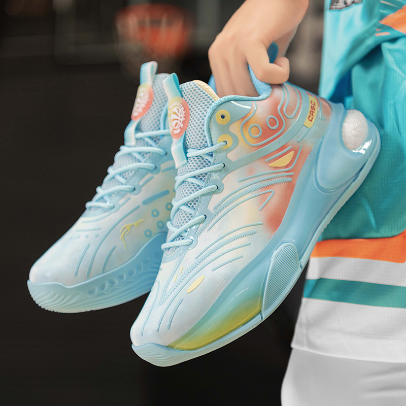 Zapatos deportivos para hombres 2024 nuevos zapatos de baloncesto para hombres fricción sonora de color de amortiguación de zapatos juveniles de estudiantes zapatos de fútbol para hombres