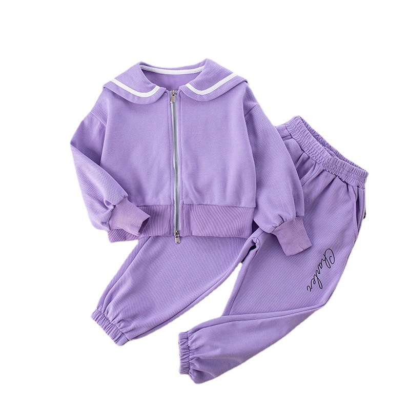 Conjunto deportivo de dos piezas para niña, nuevo estilo, moda infantil, talla mediana y grande, primavera y otoño, 2023_voghion.com