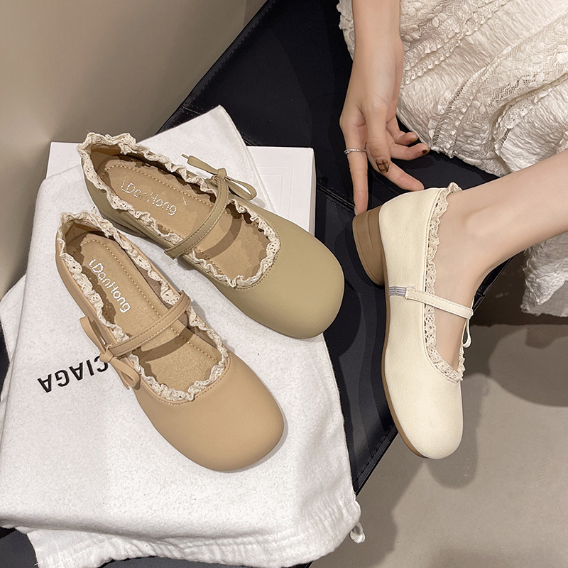 Summer universal retro Mary Jane shoes low-cut, french style, Chanel style, wide stable heel, genuine leather, spring 2025 collection