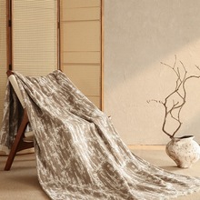 卡其色侘寂风感搭毯床尾巾酒店民宿样板房间软装装饰毯可jω