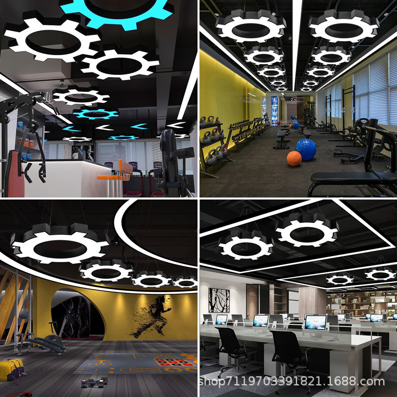 lámparas de herramientas led engranajes de modelado candelabros oficina gimnasio salón de baile supermercado tiendas comerciales viento industrial