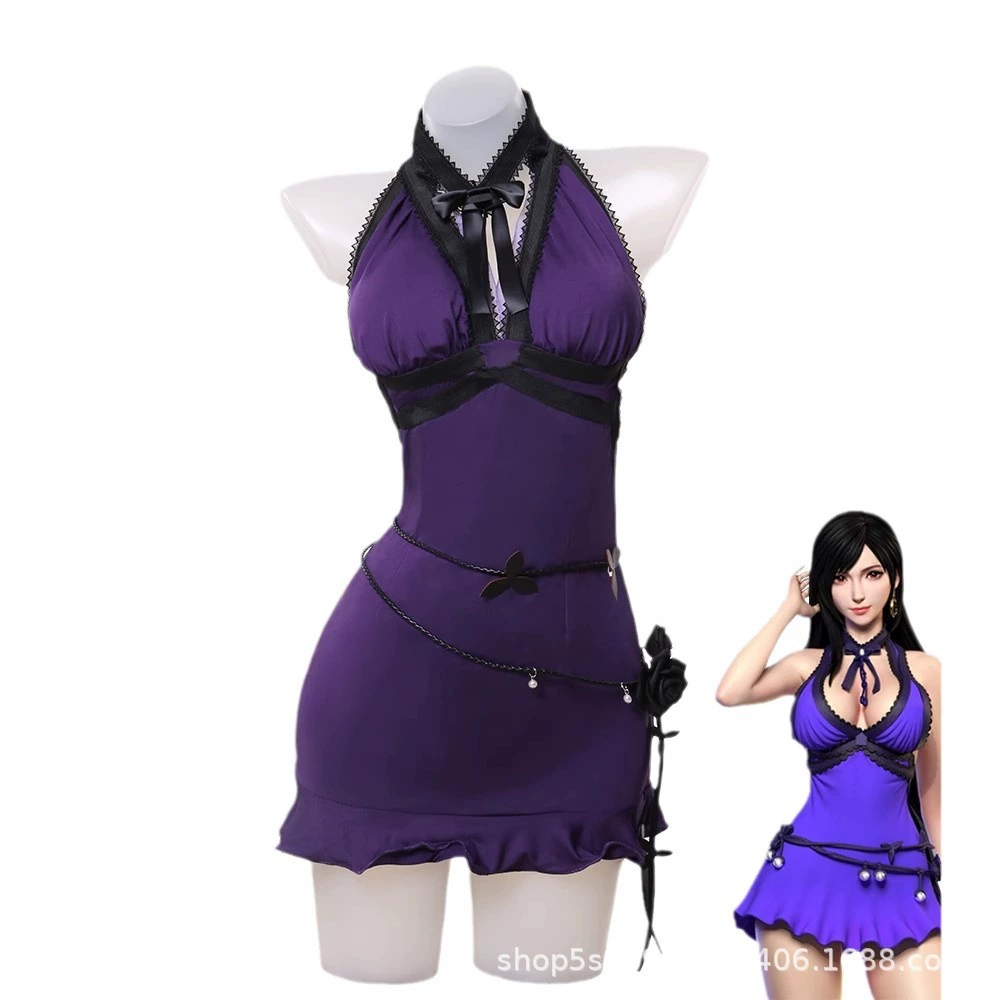 Spot FF7 Final Fantasy 7 Tifa Purple Dress Tifa Lockhart Cos Cos