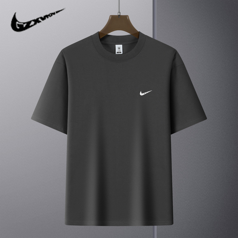 Men's 2025 Summer Short-Sleeved T-Shirts for Men and Women Loose T-Shirts Pure Color Round Neck Large Dropped Shoulders Heavyweight Couple T-Shirt Tops