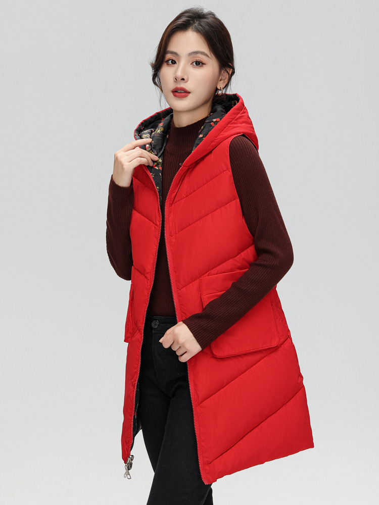 Tragen kapuze baumwolle weste auf beiden seiten zu halten frauen warm in herbst winter, 2023 neue Koreanische version mit verdickt und_voghion.com