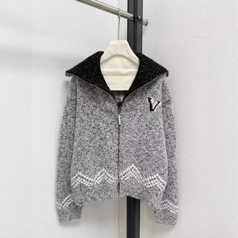 Haute Couture L Home 25 New Sailing Fishing Skiing Embroidered Large Lapel Thick Knitted Cardigan Retro Sweater Jacket for Women