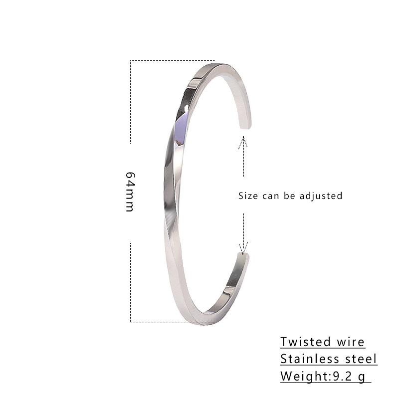 Mobius anillo pulsera femenina 4mm personalidad anillo trenzado pulsera 18K oro cuadrado trenzado Acero inoxidable pulsera letras