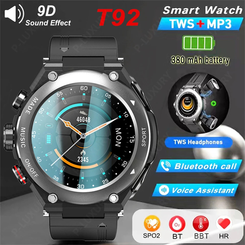 T92 headset body temperature heart rate blood pressure blood oxygen two-in-one Bluetooth call multi-sport mode music Smart Watch