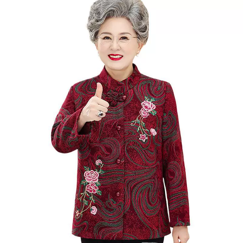 Люди среднего и пожилого возраста весенняя одежда женщина 60 лет 80 бабушка пальто мама осень зима пожилая одежда старушка свободная одежда Тан