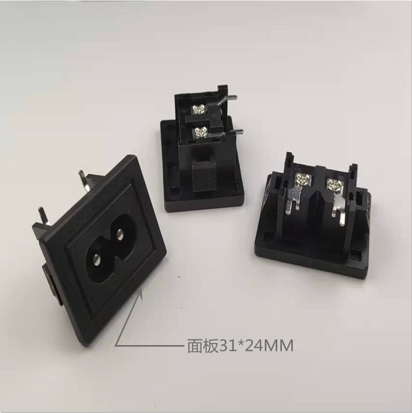 AC电源插座AC-024电源插座全铜实心针嵌入式8/八字卧式安装