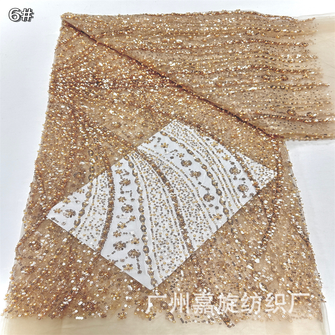 Tela de encaje DIY de alta gama para vestido de novia y vestido de noche, con bordado de malla color rojo vino y adornos de cuentas hechos a mano.