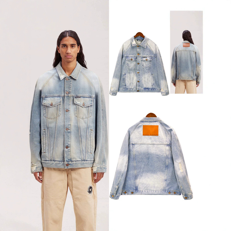 Real Shot of In-Stock 26Ss New Palm Angels High Street Vintage Washed Denim Jacket for Men and Women Real Shot of In-Stock 26Ss New Palm Angels High Street Vintage Washed Denim Jacket for Men and Women