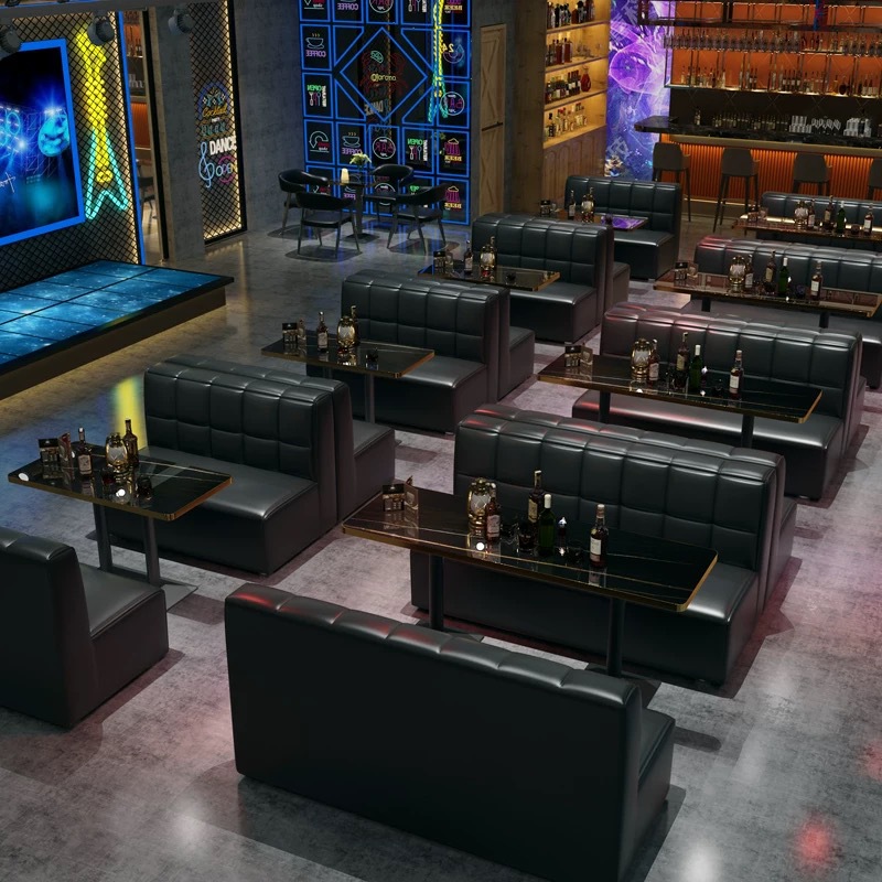 Bar, Music Restaurant, Bistro, Western Restaurant, Sofa, Booth, Table and Chair Combination, High Backrest, Light Luxury Dining Table and Chairs