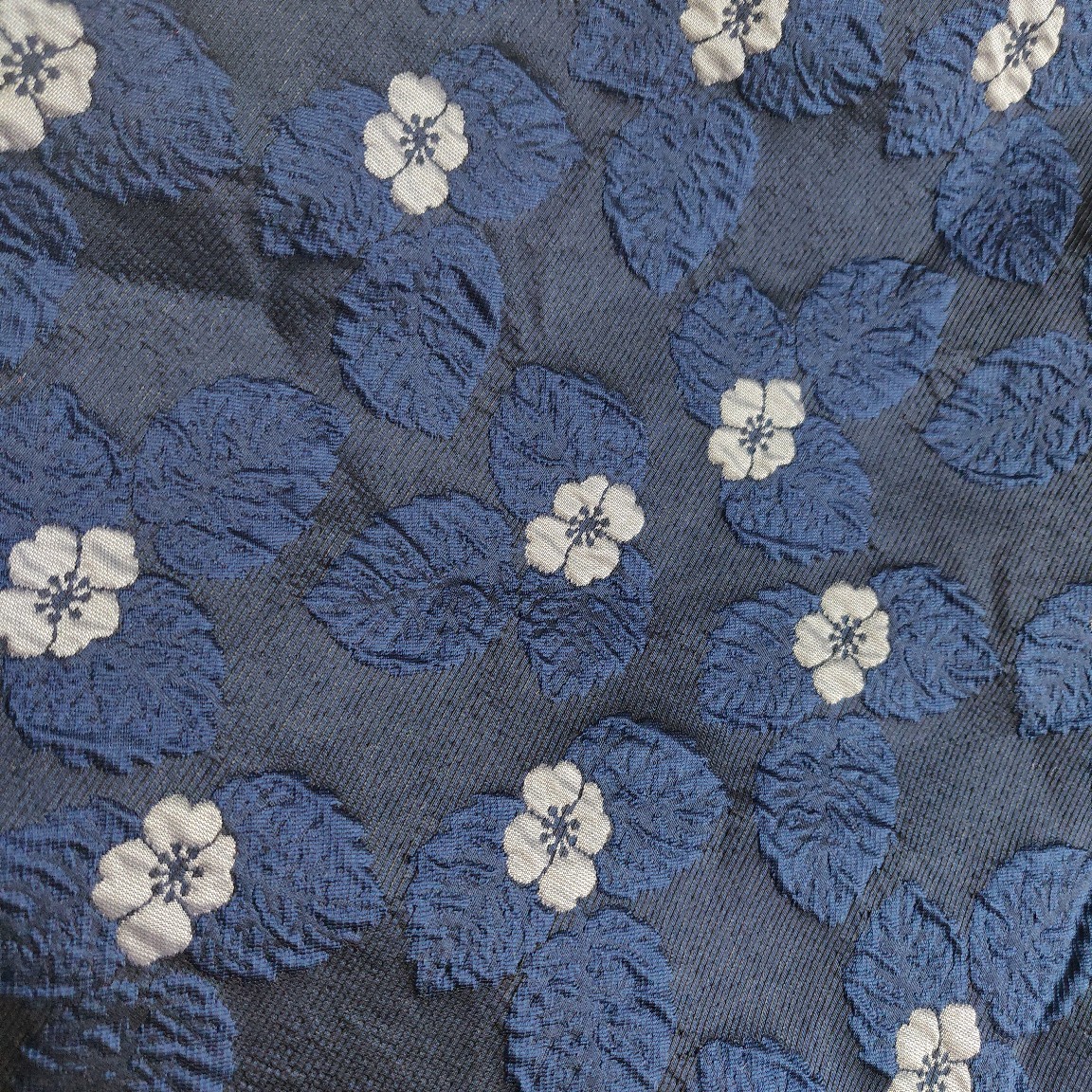 立体浮雕花朵叶子提花布浮雕撞色提花连衣裙短裤面料