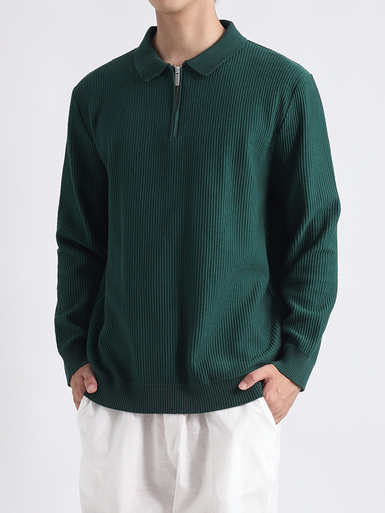 Suéter de hombre de alta gama semia cremallera hombre alto sentido viejo viento de dinero otoño invierno polo jersey hombre