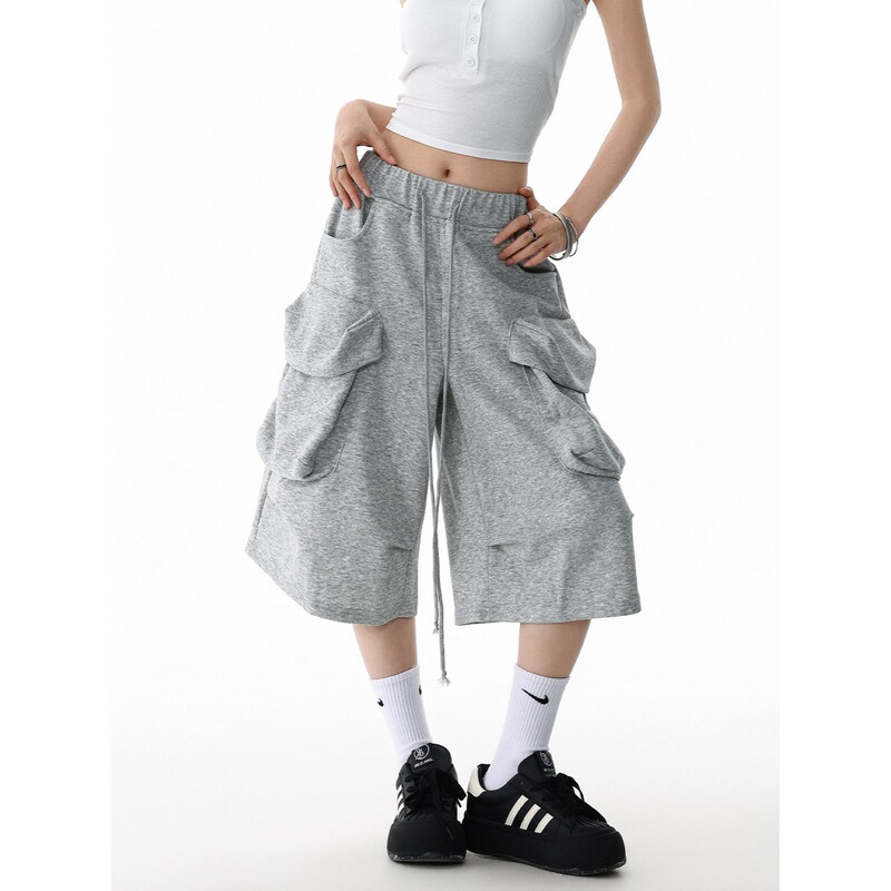 American-Style Gray Cropped Casual Pants for Women, Summer Thin 2026 New Model, Loose Fit, Slimming 7/8 Length Sports Workwear Shorts American-Style Gray Cropped Casual Pants for Women, Summer Thin 2026 New Model, Loose Fit, Slimming 7/8 Length Sports Workwear Shorts
