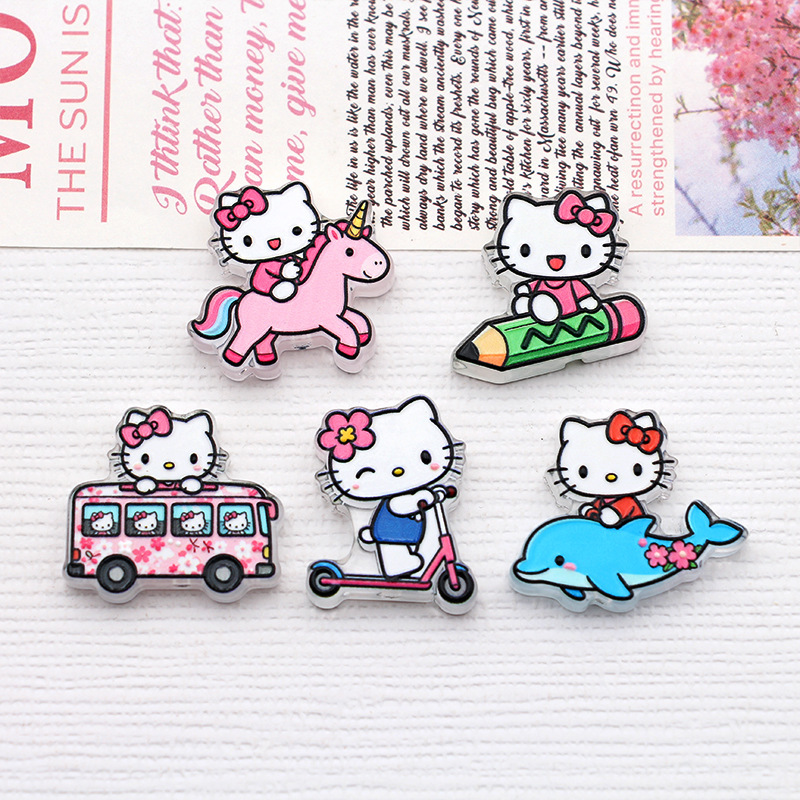 Double-Sided Pattern 5mm Thick Creative Hello Kitty Transparent Acrylic Beaded Pen Phone Chain Keychain Beads Double-Sided Pattern 5mm Thick Creative Hello Kitty Transparent Acrylic Beaded Pen Phone Chain Keychain Beads