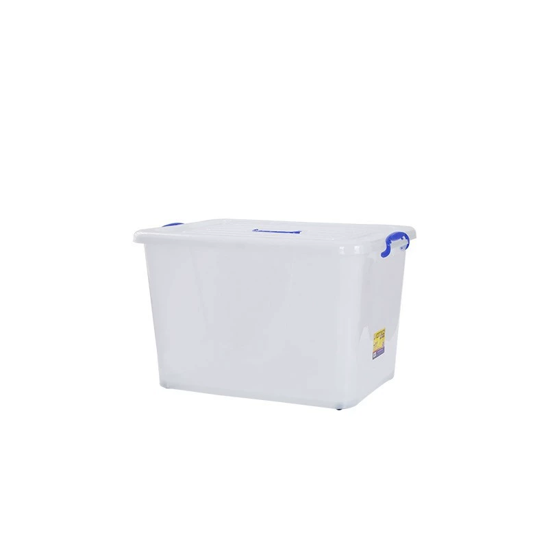 Transparent plastic storage box with lid and handles, stackable, multiple extra‑large sizes (cm)