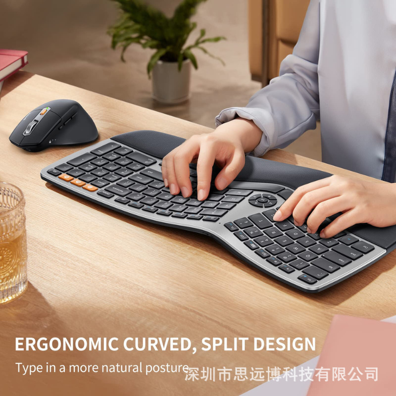 Detachable Design, Rechargeable Bluetooth Keyboard, Ergonomic, Multi-Device Compatible, Factory Batch, Universal Ergonomic Design