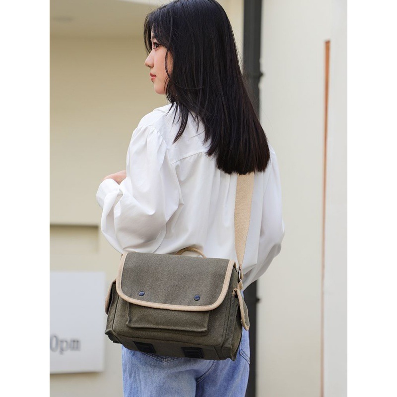 (2개) 카메라 가방 캔버스 SLR 휴대용 어깨 가방 미러리스 카메라 가방 레트로 미러리스 가방 SLR 어깨 제조 업체 도매