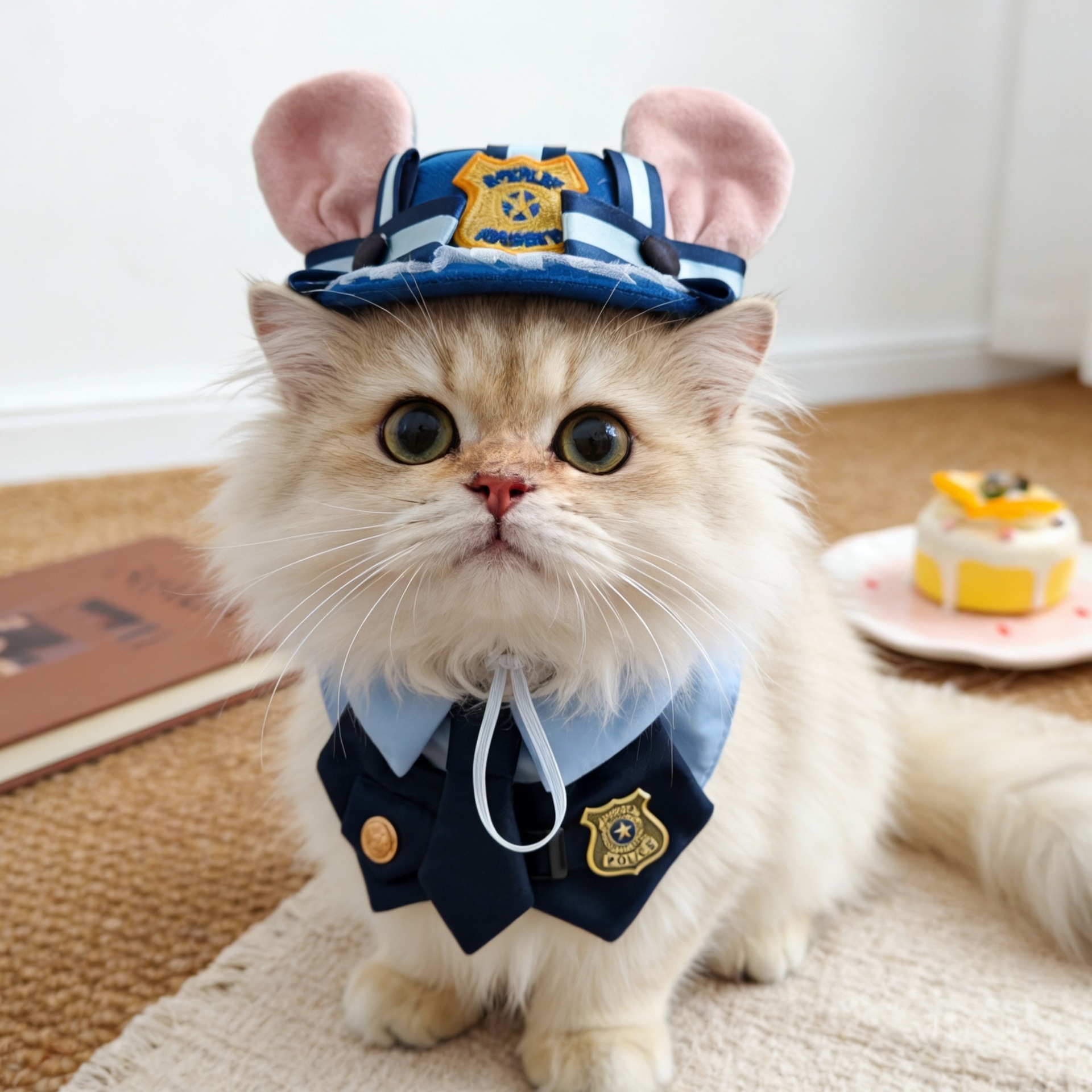 猫咪警官装扮围领宠物卡通形象套装可爱狗狗牛仔帽子胡迪cos装饰