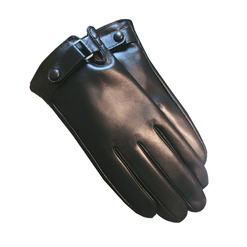 Guantes térmicos de piel de oveja para hombre Otoño e Invierno forrados de vellón engrosados a prueba de frío al aire libre motocicleta guantes de pantalla táctil