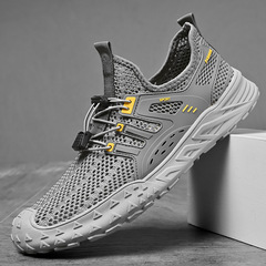 網面鞋男2024夏季新款鏤空輕便透氣男鞋一腳蹬軟底戶外運動旅遊鞋