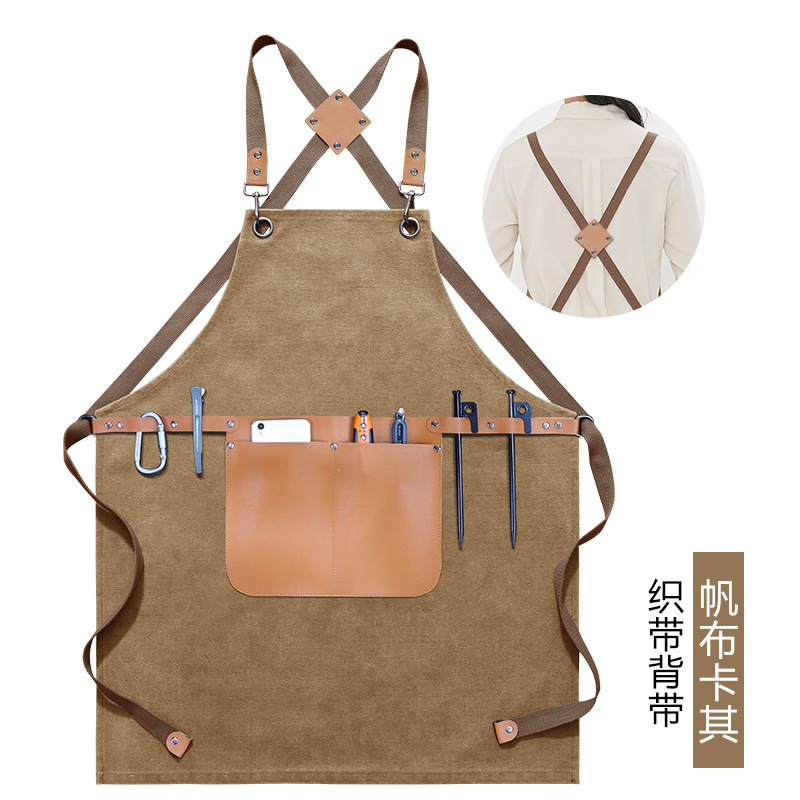 Comercio exterior delantal de lona gruesa logotipo personalizado industria pesada máquina reparación electricista carpintería ropa de trabajo delantal fábrica al por mayor personalizado