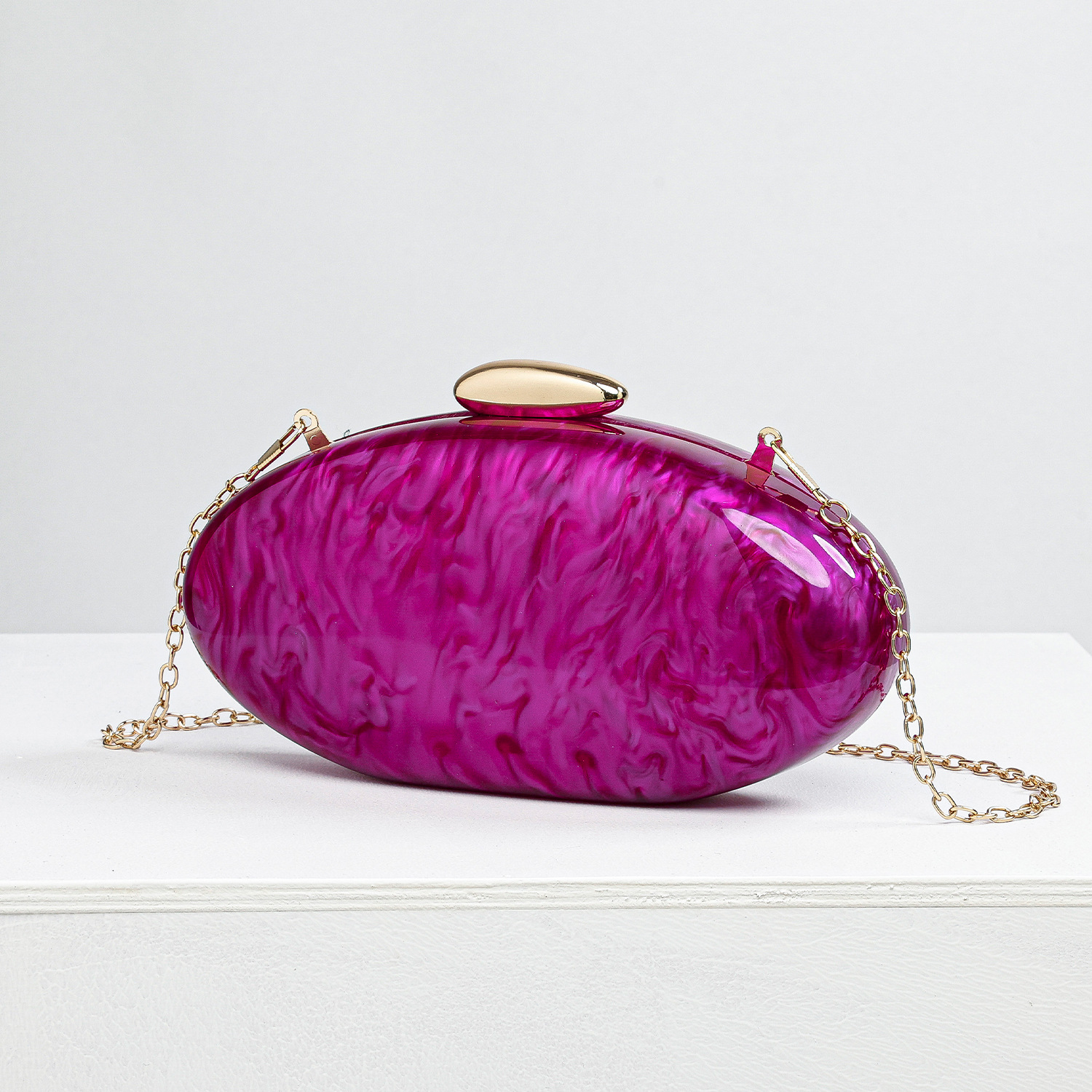 Amazon Shein Acrylic Hard Shell Evening Bag - New Wedding Banquet Clutch With Chain Shoulder/Crossbody Strap For Women - Thumbnail 8