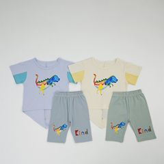 2024新款夏季兒童卡通純棉短褲男童女寶寶恐龍褲子夏天五分褲下裝