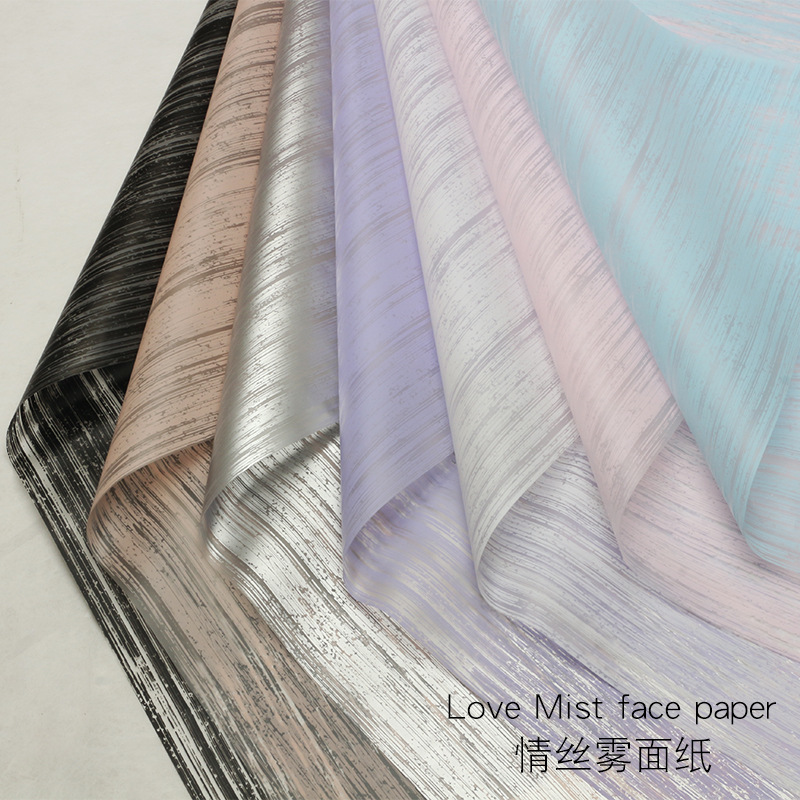 Huaxi transfronterizo al por mayor seda amor niebla papel florista hansu papel impermeable OPP papel de envoltura flor floral papel de embalaje ramo de flores