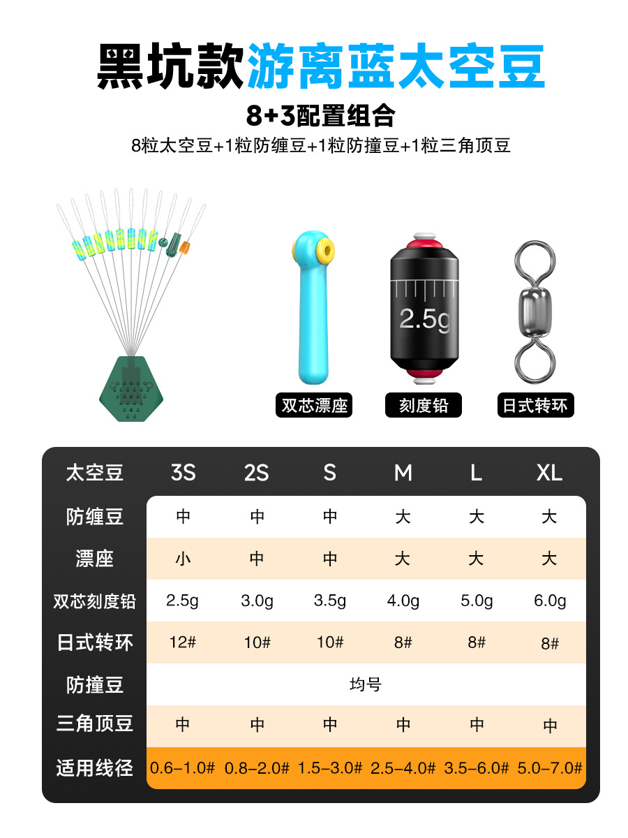 Qian Lei silicona grupo de pesca de frijol espacial escala de frijol espacial competitivo conjunto de accesorios de otros suministros de pesca
