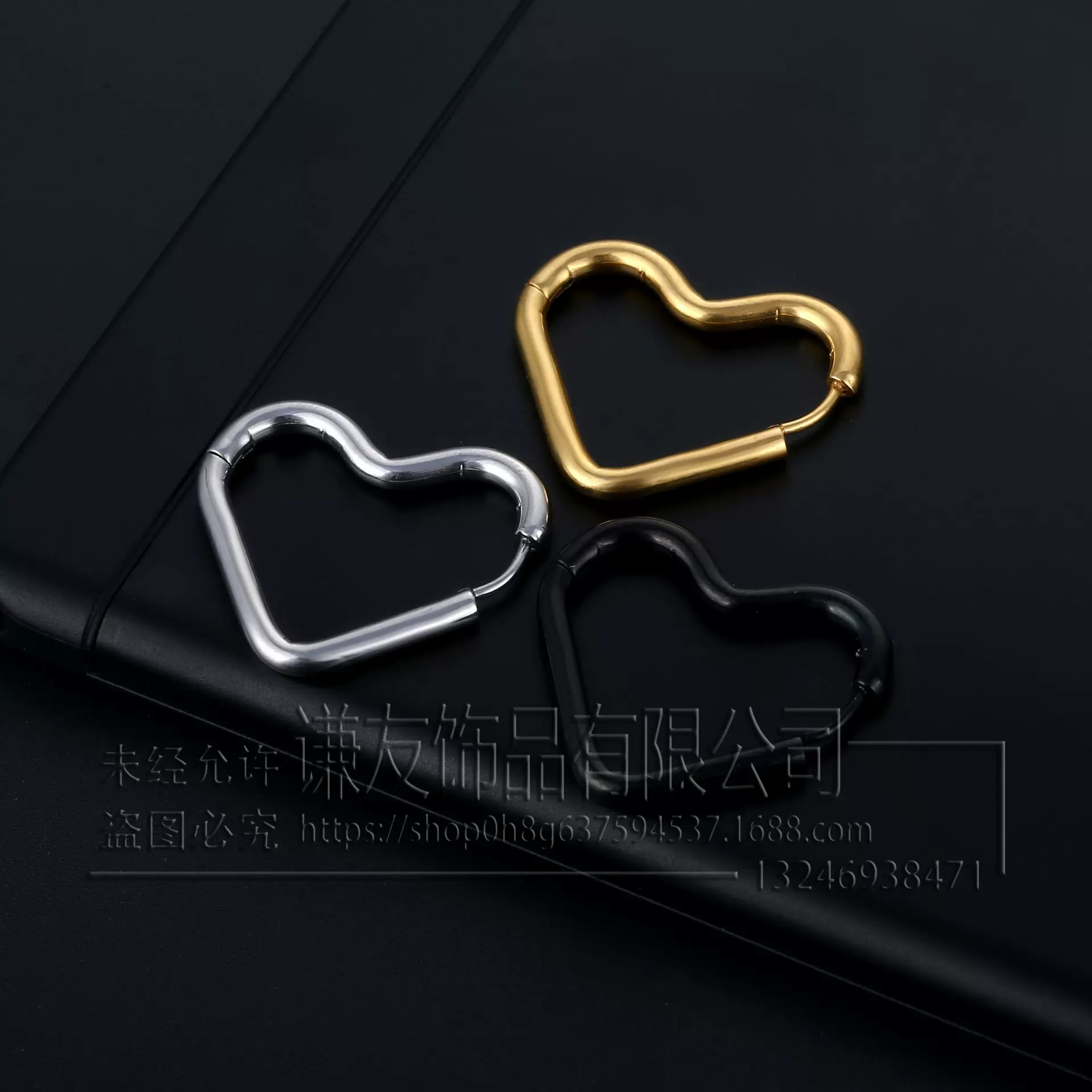 时尚钛钢不锈钢异形耳环爱心圆线线圈耳环欧美简约耳圈厂家直销