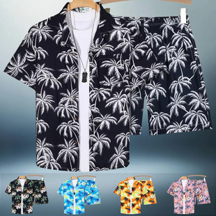 Shirt, beach set, summer thin men's trousers