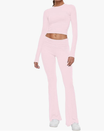 336g Weight Long Sleeve Sleeve Length Spandex, Polyester Fabric Type Pant Co-ord Set Sets Type 2 Pieces Set Quantity Holiday, Daily Occasion Round Neck Neckline Slim Fit Type Solid Color Pattern Summer, Spring Season Women's Gender Streetwear Style Holiday Daily Women's Streetwear Solid Color Spandex Polyester Pant Co-ord Set Pants Sets 10