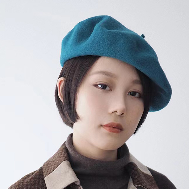 秋冬新款羊毛贝雷帽女大头围韩版网红显脸小百搭时尚画家帽批发价|undefined