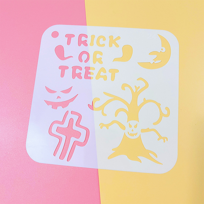 アマゾンハロウィーン手帳絵画テンプレート24種類落書き透かし彫りプラスチック画板児童diy絵画テンプレート|undefined