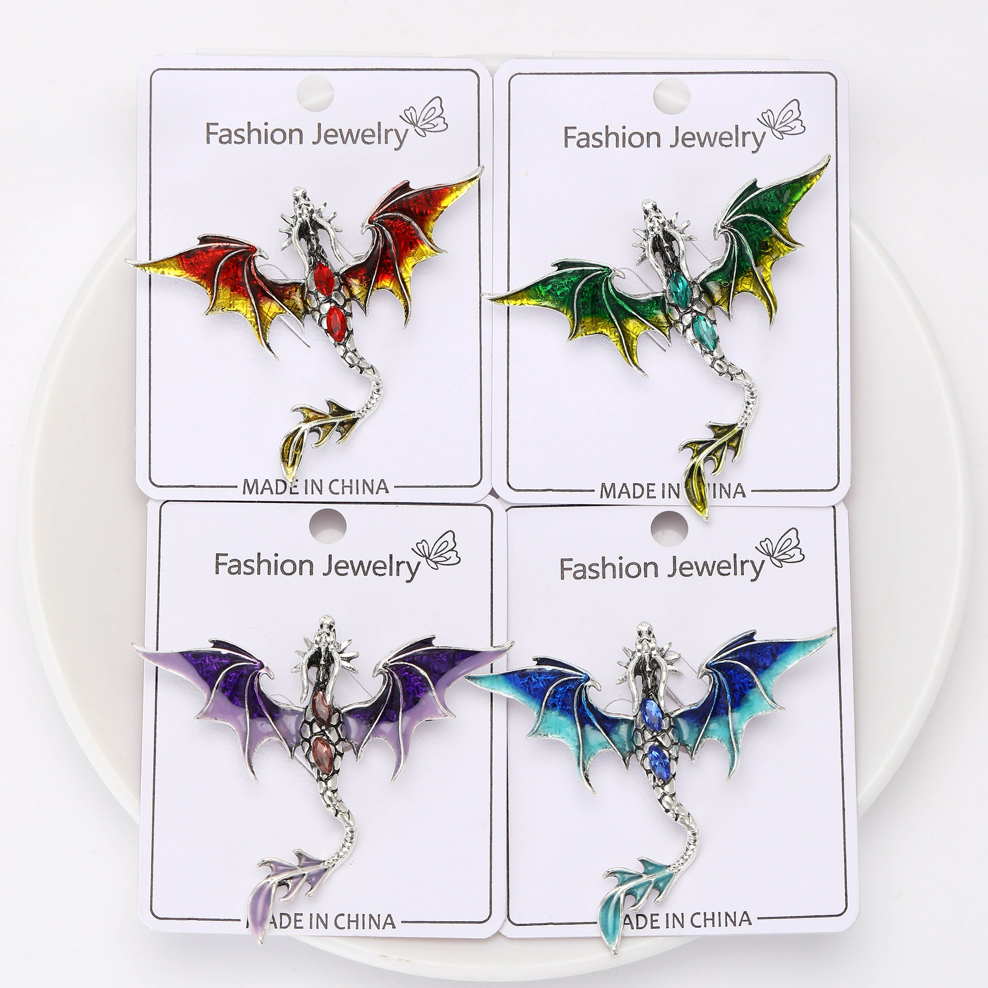 New High-End Enamel Oil-Dropping Floor-Standing Dragon Brooch, Domineering and Mighty Western Dragon Pin, Men's and Women's Coat Accessories