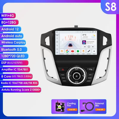 Android Smart Navigation Bluetooth Gps | DVD Navigation - 8-128g-wifi-4glte-edition-7862-carplay-eight-nuclear-9inch-suitable-for-11-17-ford-focus-3-mk-3