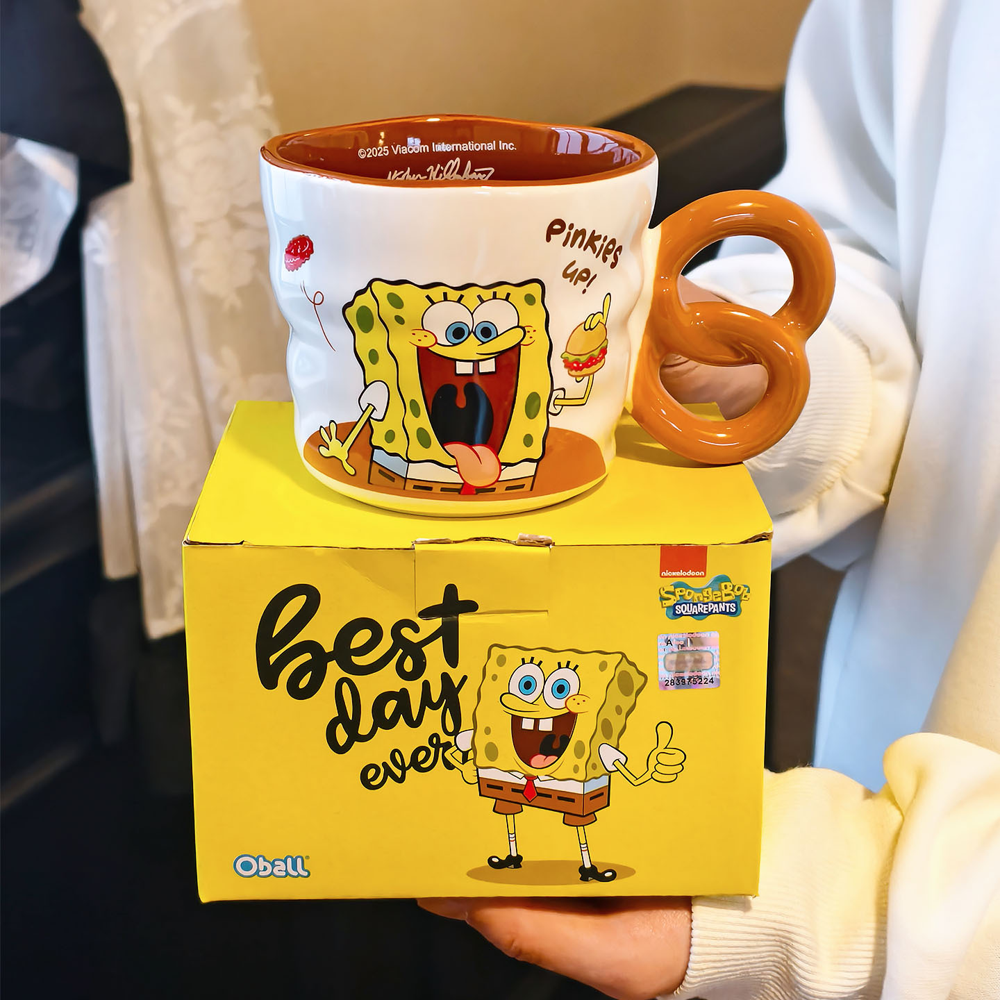 Auténtico SpongeBob cerámica marca taza doméstica 2025 nuevo trabajo de oficina de alto valor taza de café de oficina