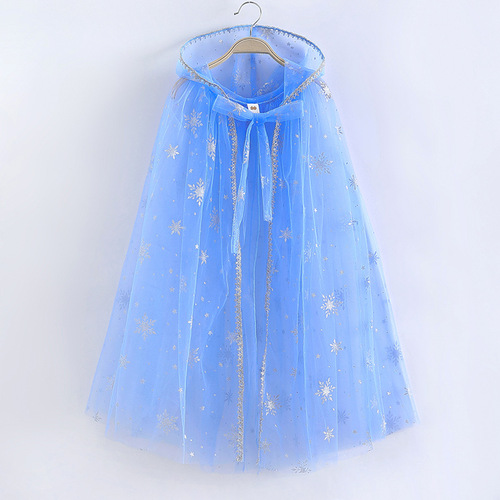 Frozen Elsa Princess Cape Baby Anna Chic Netting Cape Halloween Costume Christmas Performance 